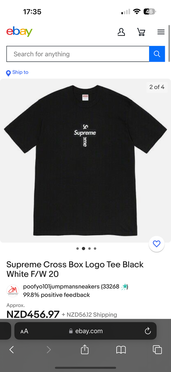 Supreme Cross Box Logo Tee Red F/W 20' Sz XL (#8579)
