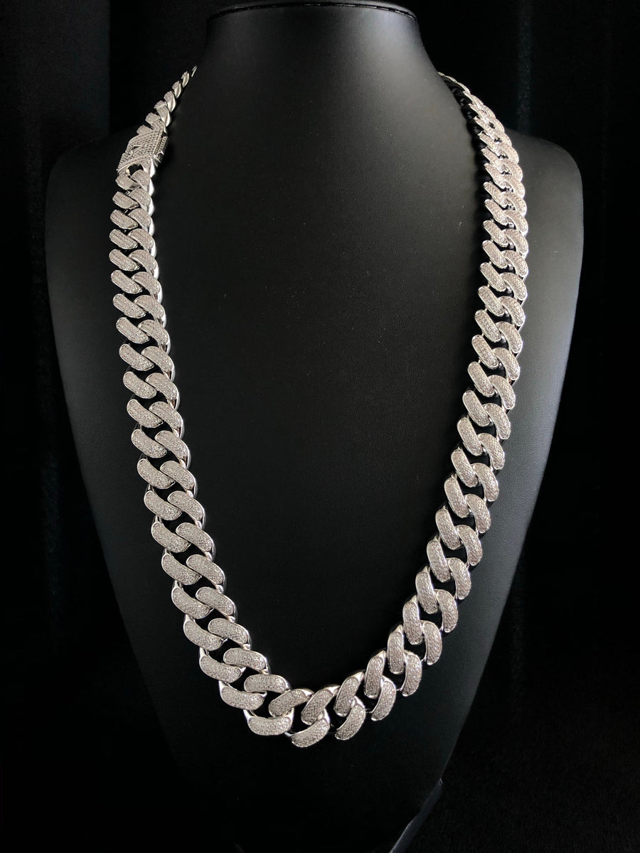 18mm Cuban Chain - White Gold – icedoutnz